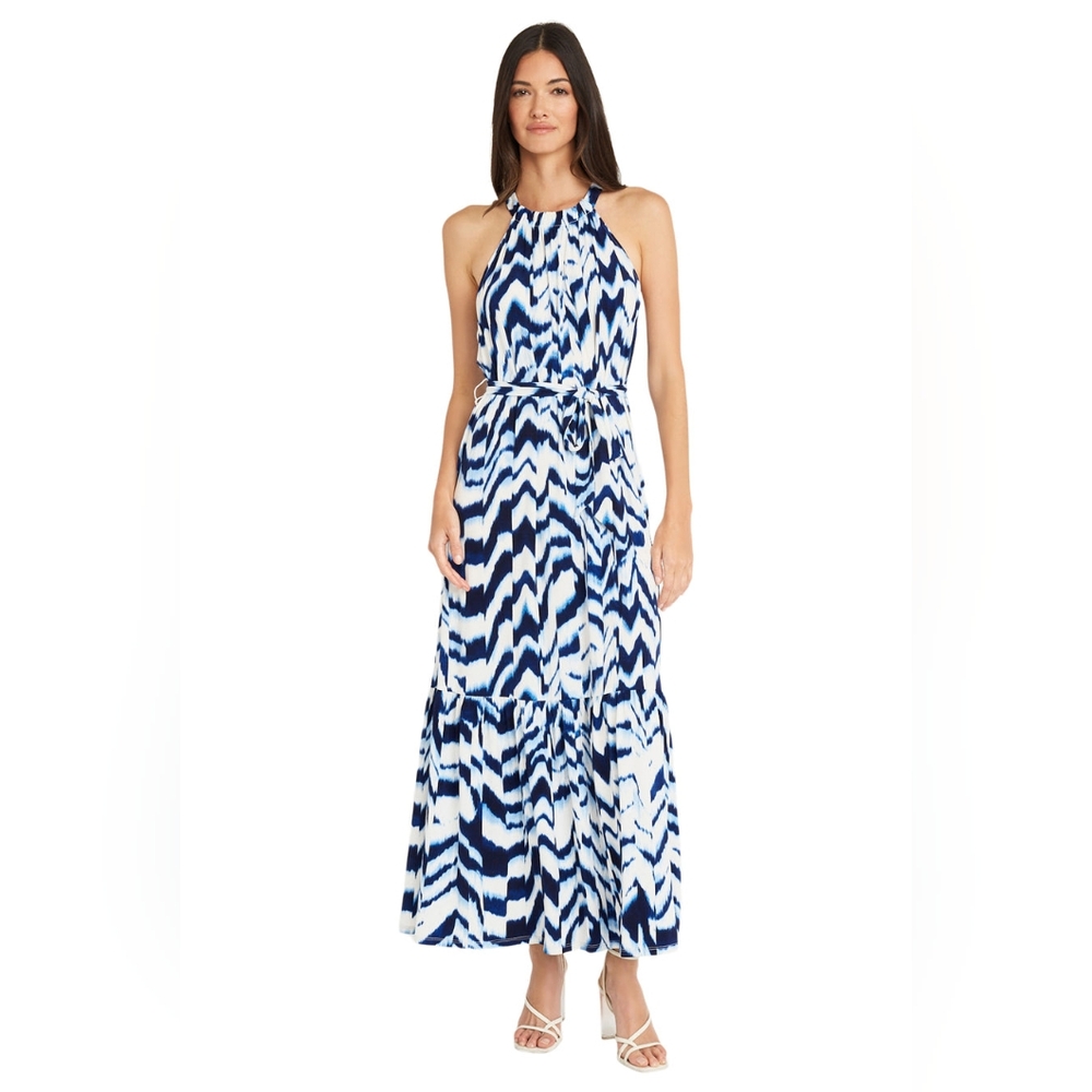 Maggy London Womens Willa Dress In Soft White/ Blue Sapphire Sz 2